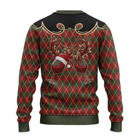 Western Yoke Ugly Christmas Sweater Wine Deer Christmas Argyle Patterns - Wonder Print Shop