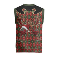 Western Yoke Christmas Knitted V-Neck Vest Wine Deer Christmas Argyle Patterns - Wonder Print Shop