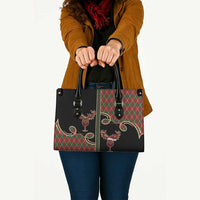 Western Yoke Leather Bag Wine Deer Christmas Argyle Patterns - Wonder Print Shop