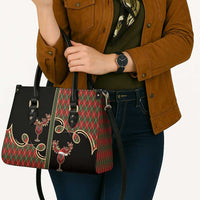 Western Yoke Leather Bag Wine Deer Christmas Argyle Patterns - Wonder Print Shop