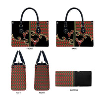 Western Yoke Leather Bag Wine Deer Christmas Argyle Patterns - Wonder Print Shop