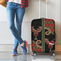 Western Yoke Luggage Cover Wine Deer Christmas Argyle Patterns - Wonder Print Shop