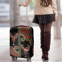 Western Yoke Luggage Cover Wine Deer Christmas Argyle Patterns - Wonder Print Shop