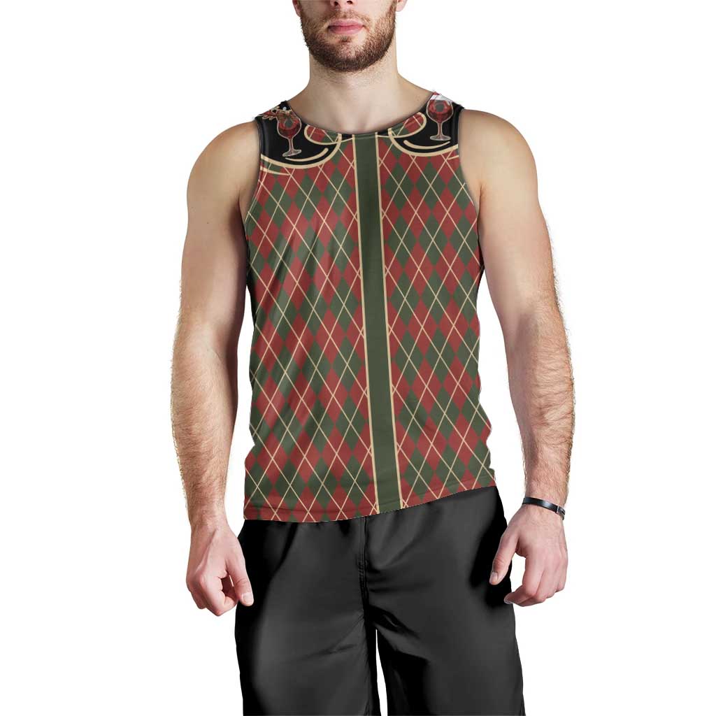 Western Yoke Men Tank Top Wine Deer Christmas Argyle Patterns - Wonder Print Shop