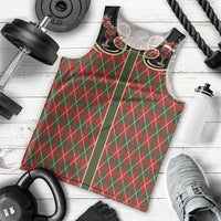 Western Yoke Men Tank Top Wine Deer Christmas Argyle Patterns - Wonder Print Shop