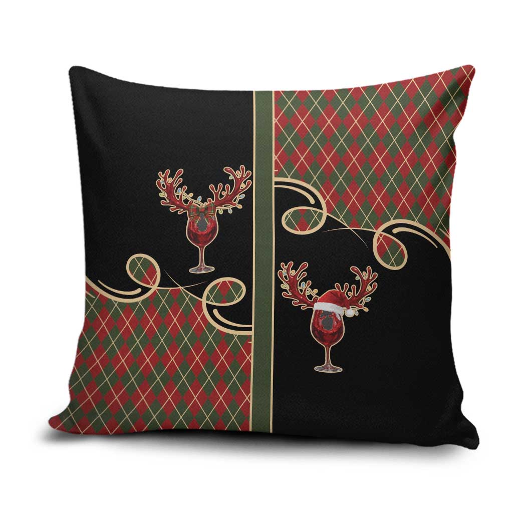 Western Yoke Pillow Cover Wine Deer Christmas Argyle Patterns - Wonder Print Shop