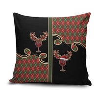 Western Yoke Pillow Cover Wine Deer Christmas Argyle Patterns - Wonder Print Shop