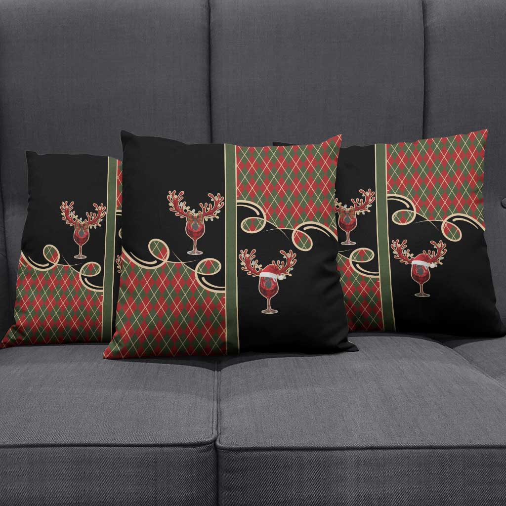 Western Yoke Pillow Cover Wine Deer Christmas Argyle Patterns - Wonder Print Shop