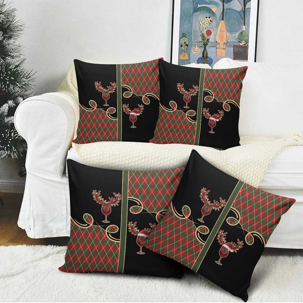 Western Yoke Pillow Cover Wine Deer Christmas Argyle Patterns - Wonder Print Shop