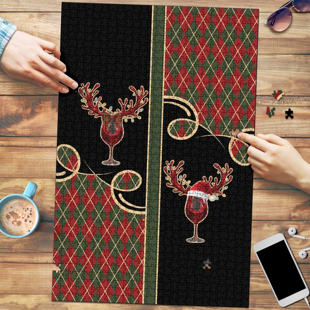 Western Yoke Puzzle Wine Deer Christmas Argyle Patterns - Wonder Print Shop