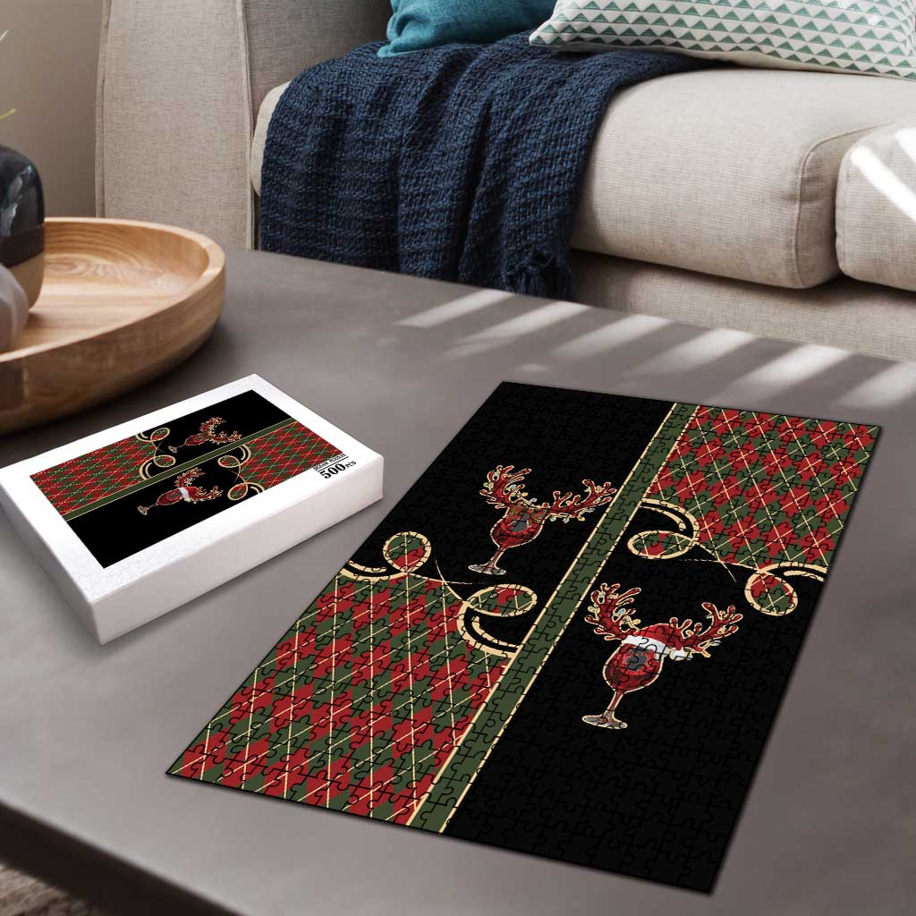 Western Yoke Puzzle Wine Deer Christmas Argyle Patterns - Wonder Print Shop