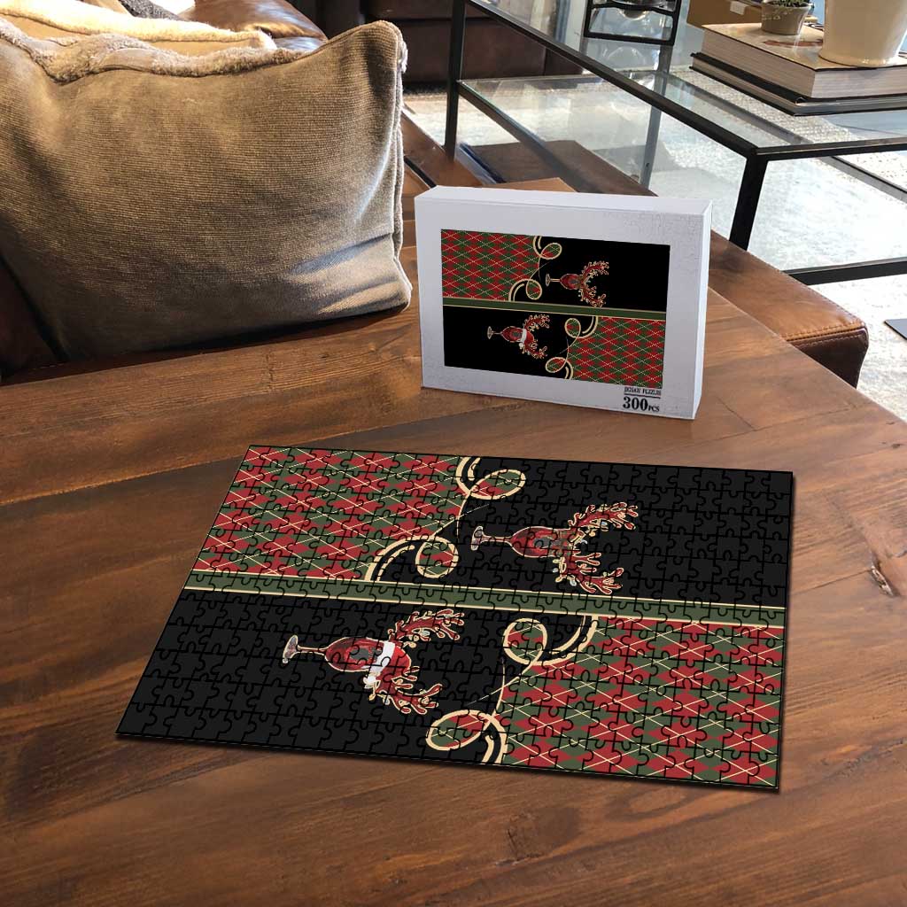 Western Yoke Puzzle Wine Deer Christmas Argyle Patterns - Wonder Print Shop