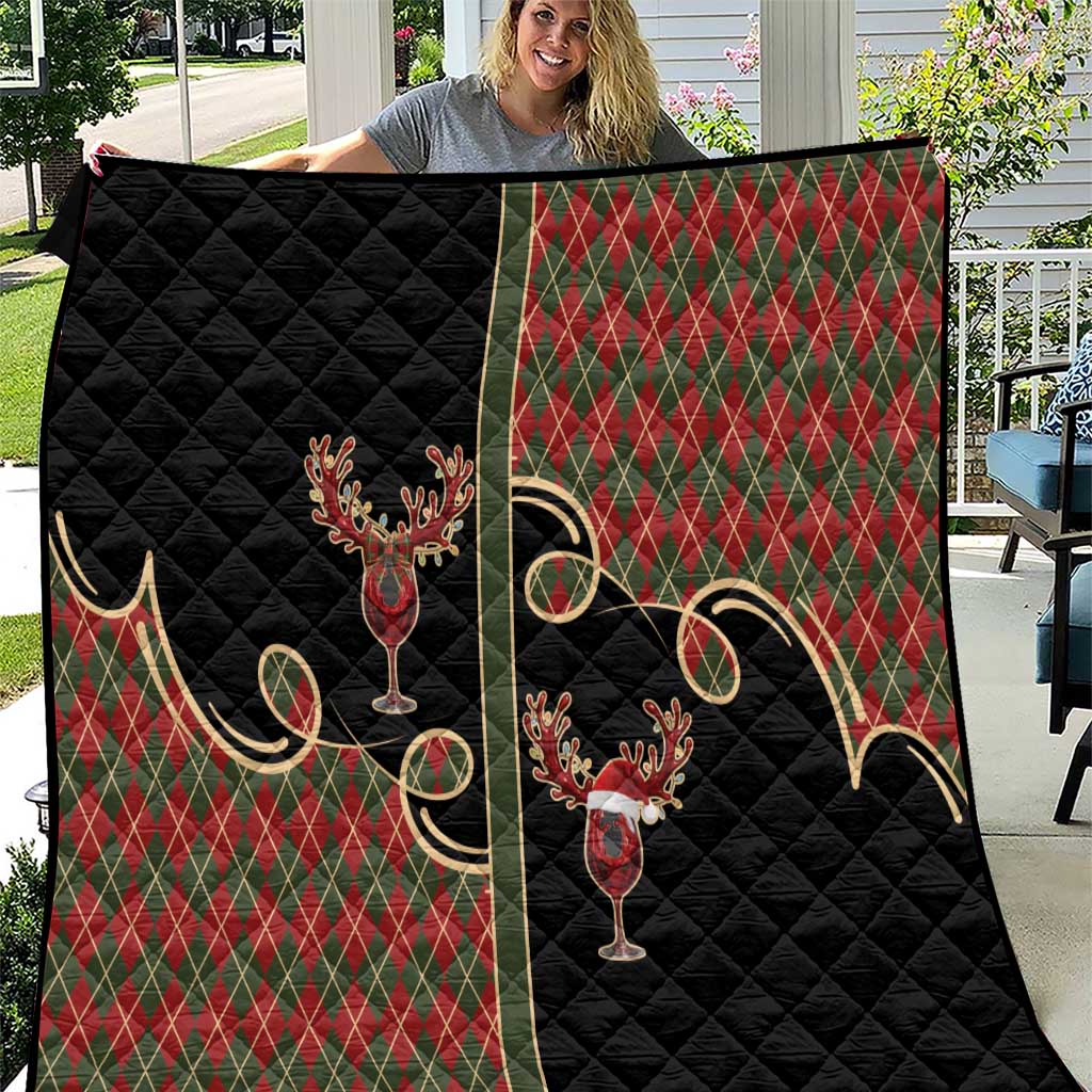 Western Yoke Quilt Wine Deer Christmas Argyle Patterns - Wonder Print Shop