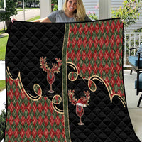 Western Yoke Quilt Wine Deer Christmas Argyle Patterns - Wonder Print Shop