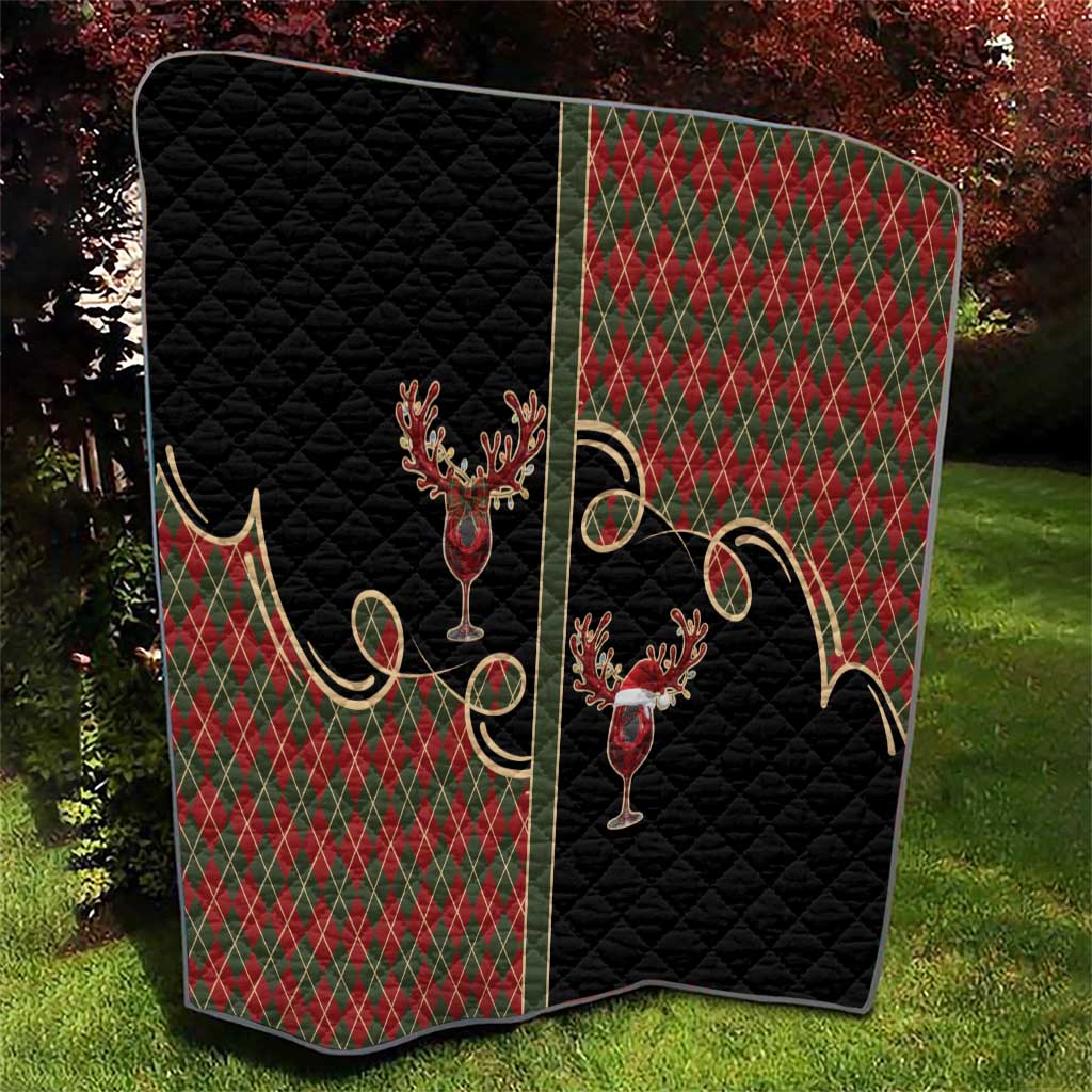 Western Yoke Quilt Wine Deer Christmas Argyle Patterns - Wonder Print Shop