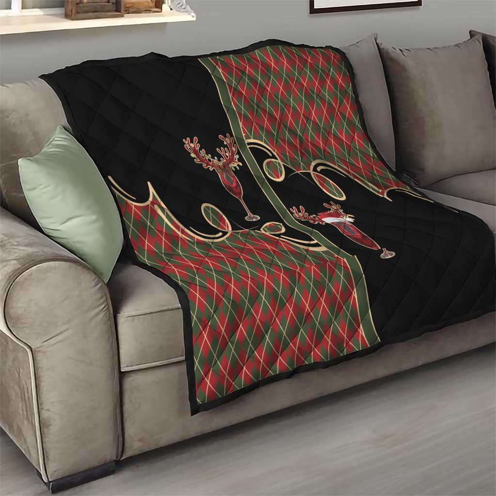 Western Yoke Quilt Wine Deer Christmas Argyle Patterns - Wonder Print Shop