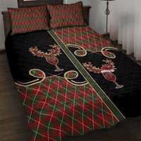 Western Yoke Quilt Bed Set Wine Deer Christmas Argyle Patterns - Wonder Print Shop
