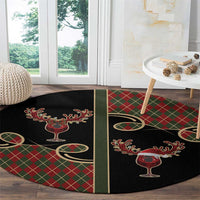 Western Yoke Round Carpet Wine Deer Christmas Argyle Patterns - Wonder Print Shop