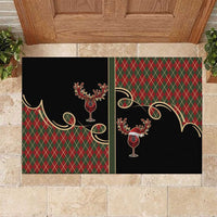 Western Yoke Rubber Doormat Wine Deer Christmas Argyle Patterns - Wonder Print Shop