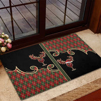 Western Yoke Rubber Doormat Wine Deer Christmas Argyle Patterns - Wonder Print Shop