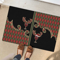 Western Yoke Rubber Doormat Wine Deer Christmas Argyle Patterns - Wonder Print Shop