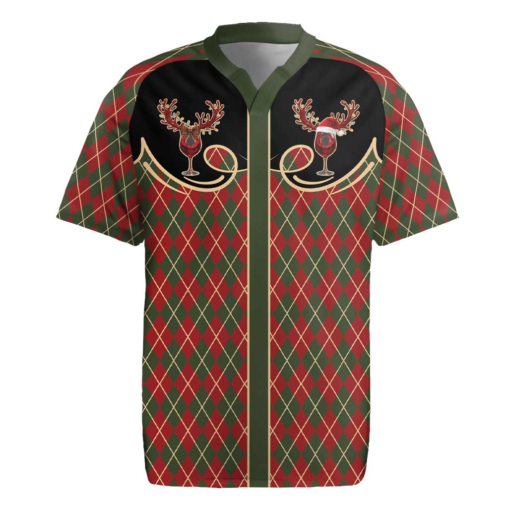 Western Yoke Rugby Jersey Wine Deer Christmas Argyle Patterns - Wonder Print Shop