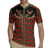 Western Yoke Rugby Jersey Wine Deer Christmas Argyle Patterns - Wonder Print Shop