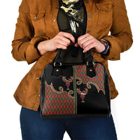 Western Yoke Shoulder Handbag Wine Deer Christmas Argyle Patterns - Wonder Print Shop