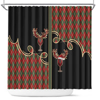 Western Yoke Shower Curtain Wine Deer Christmas Argyle Patterns - Wonder Print Shop