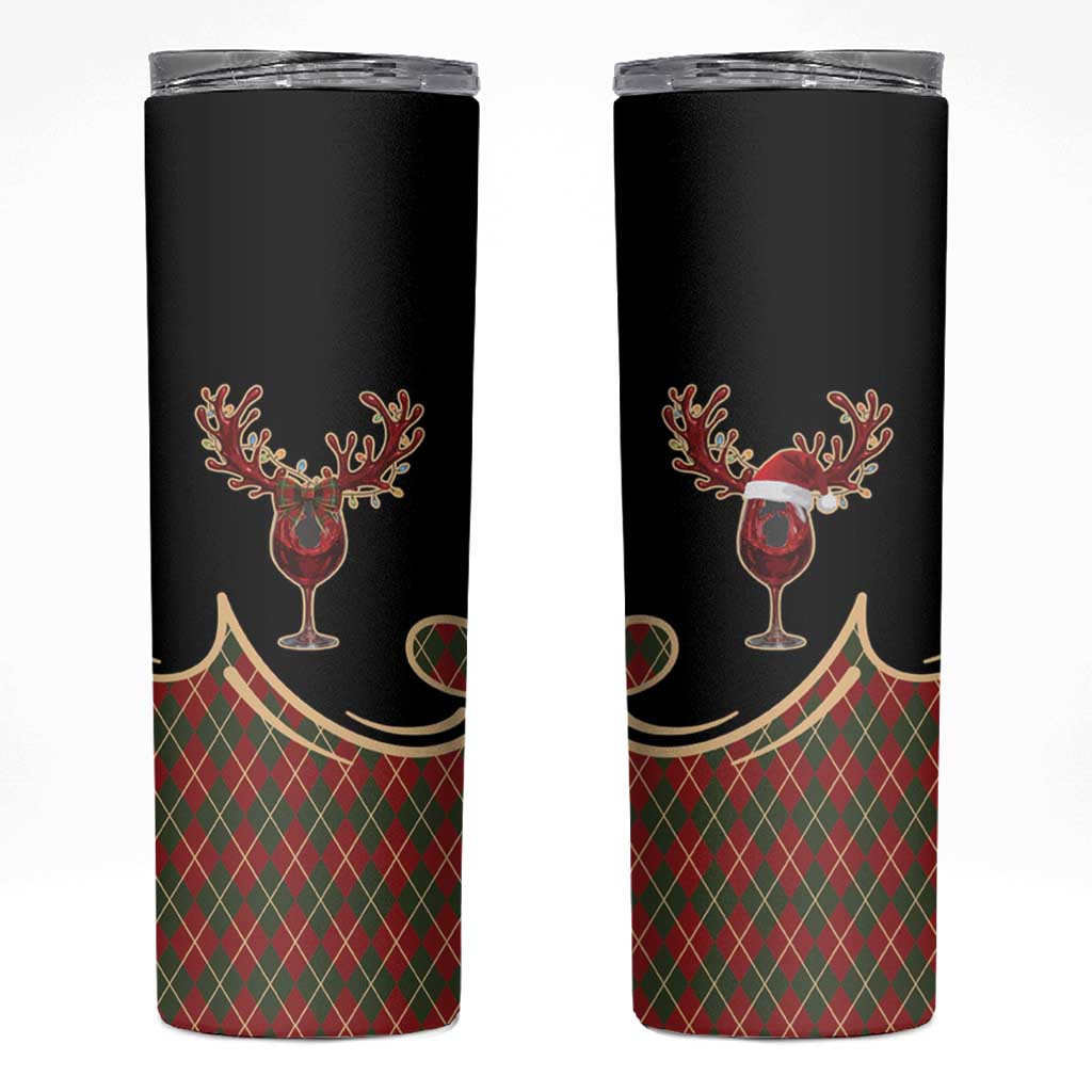 Western Yoke Skinny Tumbler Wine Deer Christmas Argyle Patterns - Wonder Print Shop