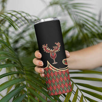 Western Yoke Skinny Tumbler Wine Deer Christmas Argyle Patterns - Wonder Print Shop