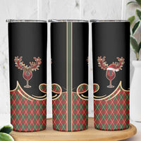Western Yoke Skinny Tumbler Wine Deer Christmas Argyle Patterns - Wonder Print Shop