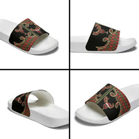 Western Yoke Slide Sandals Wine Deer Christmas Argyle Patterns - Wonder Print Shop