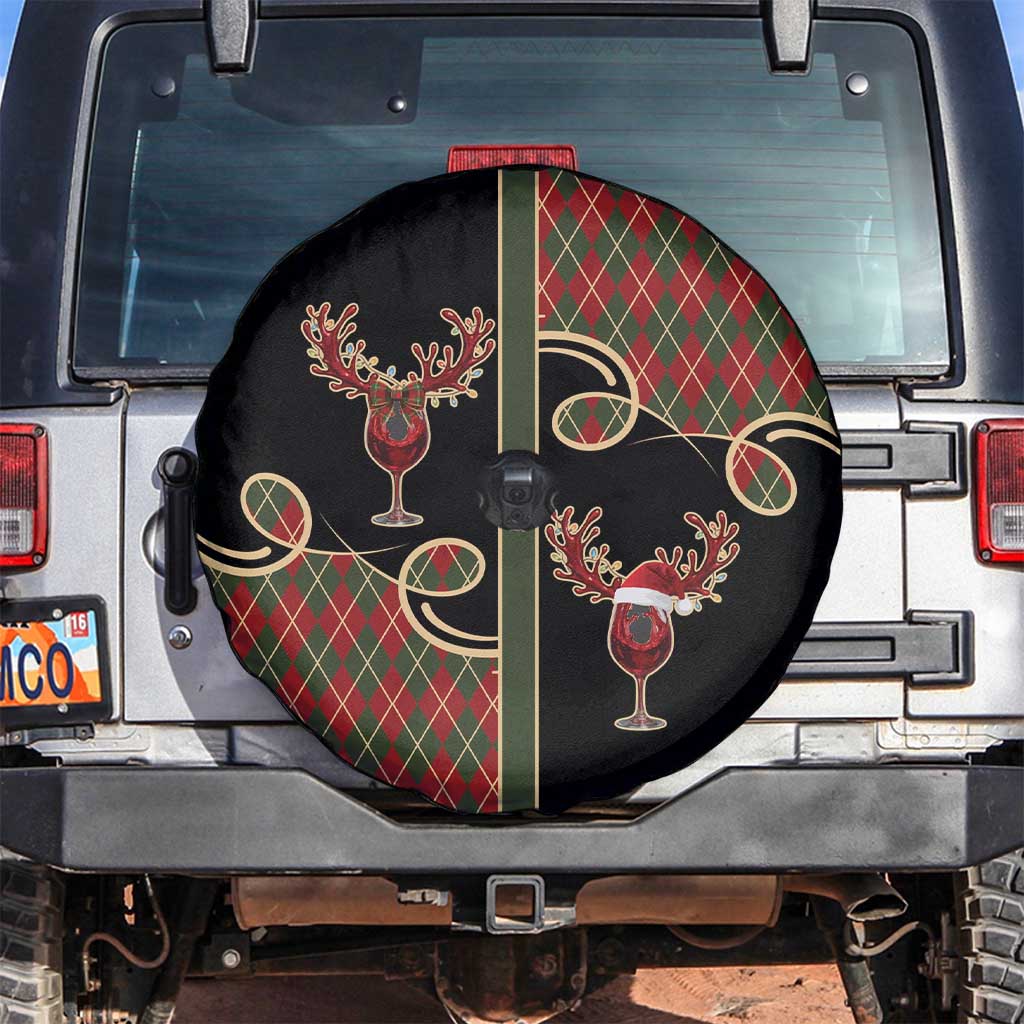 Western Yoke Spare Tire Cover Wine Deer Christmas Argyle Patterns - Wonder Print Shop