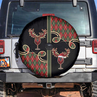 Western Yoke Spare Tire Cover Wine Deer Christmas Argyle Patterns - Wonder Print Shop