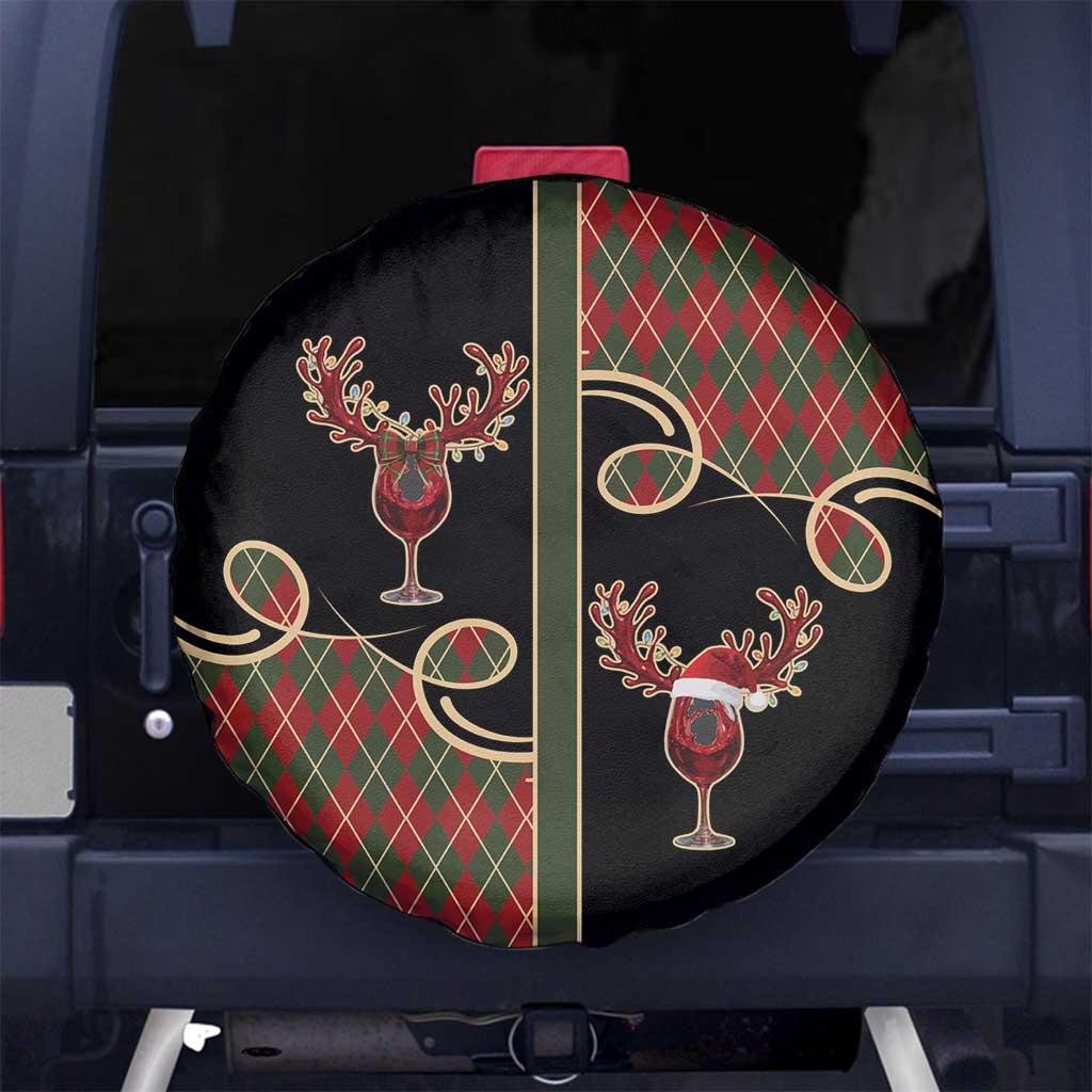 Western Yoke Spare Tire Cover Wine Deer Christmas Argyle Patterns - Wonder Print Shop