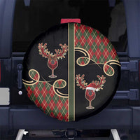 Western Yoke Spare Tire Cover Wine Deer Christmas Argyle Patterns - Wonder Print Shop