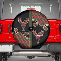 Western Yoke Spare Tire Cover Wine Deer Christmas Argyle Patterns - Wonder Print Shop