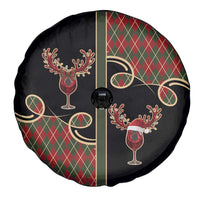 Western Yoke Spare Tire Cover Wine Deer Christmas Argyle Patterns - Wonder Print Shop