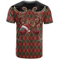 Western Yoke T Shirt Wine Deer Christmas Argyle Patterns - Wonder Print Shop