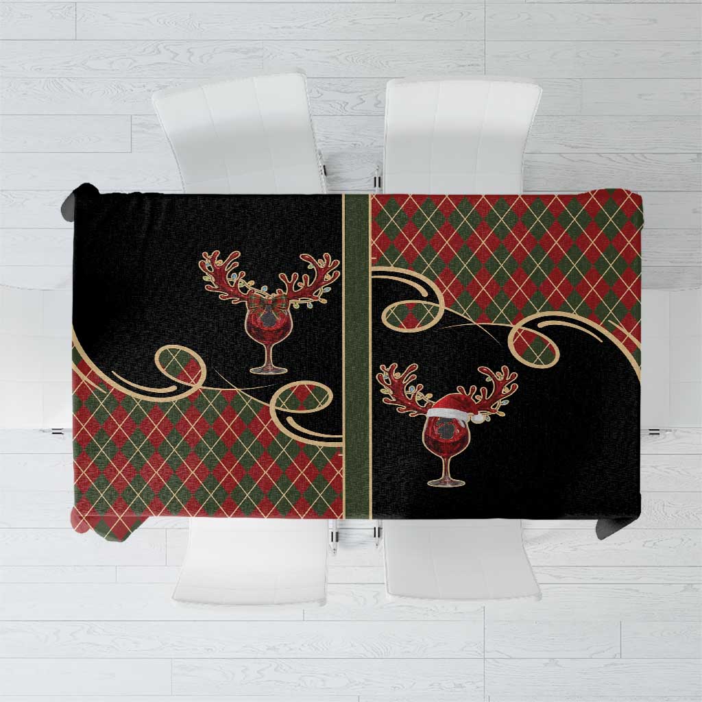Western Yoke Tablecloth Wine Deer Christmas Argyle Patterns - Wonder Print Shop