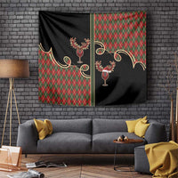 Western Yoke Tapestry Wine Deer Christmas Argyle Patterns - Wonder Print Shop