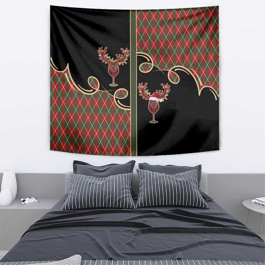 Western Yoke Tapestry Wine Deer Christmas Argyle Patterns - Wonder Print Shop