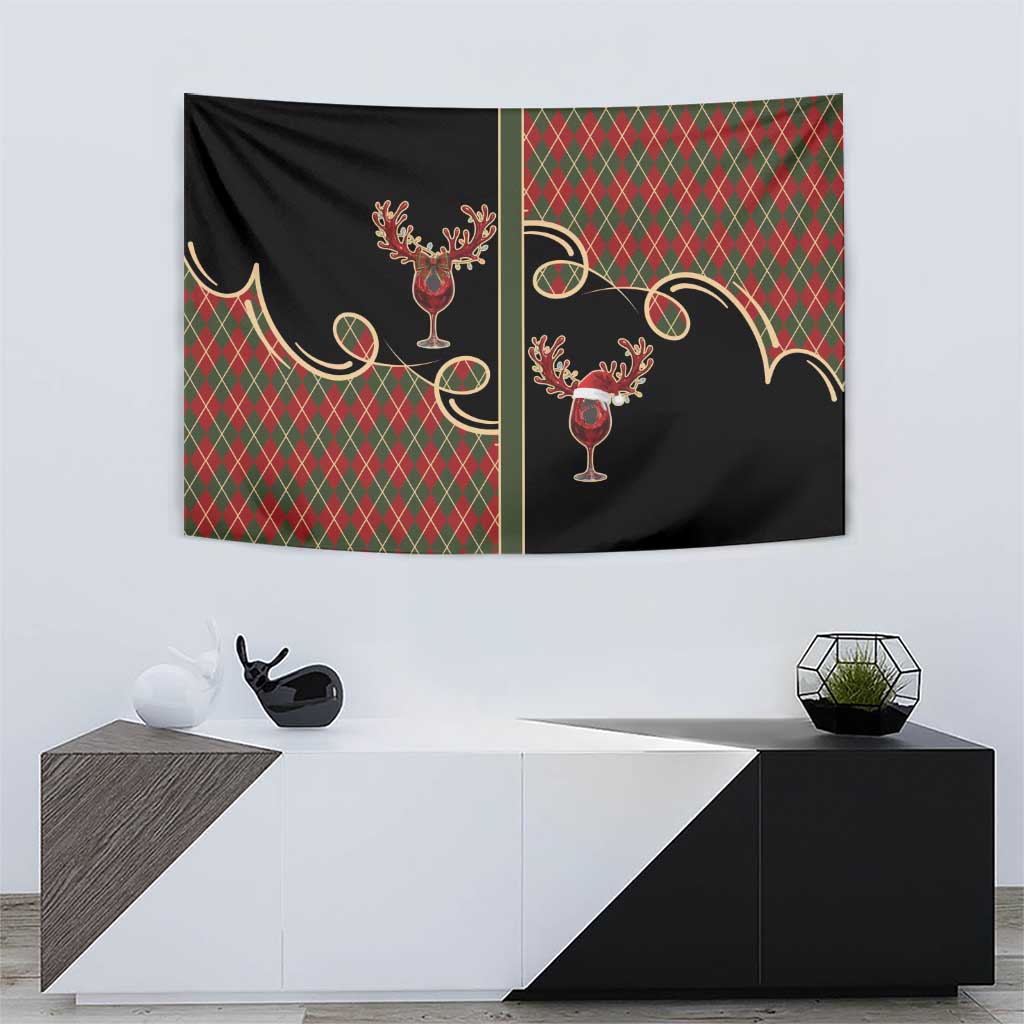 Western Yoke Tapestry Wine Deer Christmas Argyle Patterns - Wonder Print Shop