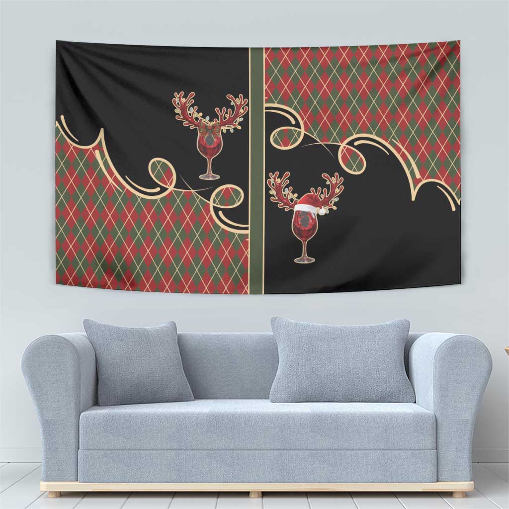 Western Yoke Tapestry Wine Deer Christmas Argyle Patterns - Wonder Print Shop