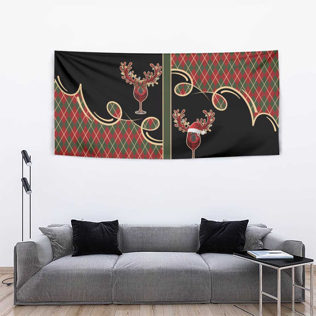 Western Yoke Tapestry Wine Deer Christmas Argyle Patterns - Wonder Print Shop