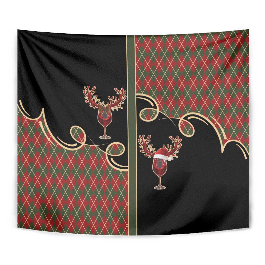 Western Yoke Tapestry Wine Deer Christmas Argyle Patterns - Wonder Print Shop