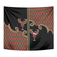 Western Yoke Tapestry Wine Deer Christmas Argyle Patterns - Wonder Print Shop