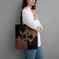 Western Yoke Tote Bag Wine Deer Christmas Argyle Patterns - Wonder Print Shop