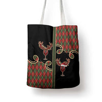 Western Yoke Tote Bag Wine Deer Christmas Argyle Patterns - Wonder Print Shop